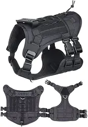 Шлейка для собак Vest, тактичний жилет з ручкою і системою MOLLE, регульований, Чорний L - мініатюра 2