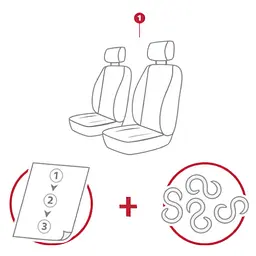 Чохли універсальні В 1+1 два підголівники (Бічна Еластична стрейч тканина) Чорний центр - Чорний Бок - мініатюра 2