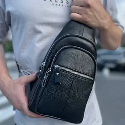 Чоловіча сумка-слінг шкіряна 18х32х7 для прогулянок Tiding Bag A25F-5060A чорна 18 см - мініатюра 8
