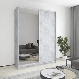 Шафа-купе дводверна MebelStar Уні AL ДСП/Дзеркало 180x60x240 см Бетон (MBS-3985)