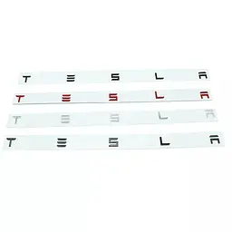 Емблема буквене позначення Tesla Сірий з Чорним Пластик на скотчі (букви) (Завод) - мініатюра 4