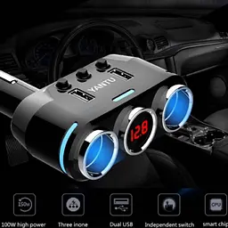 Автомобільний розгалужувач прикурювача YANTU 3 в 1 USB 12/24 V Type C - мініатюра 3