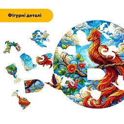 Дерев'яний фігурний пазл puzzlean Золотокрилий Фенікс, А3, Дерев'яна коробка 200 елементів - мініатюра 3