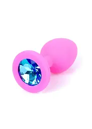 Силіконова анальна пробка з кристалом Boss Plug Jewellery 7 см (блакитний) - мініатюра 2