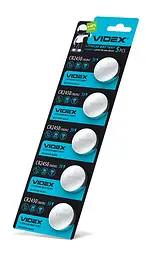 Батарейка літієва Videx CR2450 5шт BLISTER CARD VIDEX (23462-000) - мініатюра 2