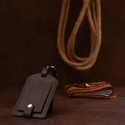 Вінтажна бірка на валізу з натуральної шкіри Shvigel 16555 коричнева - мініатюра 8