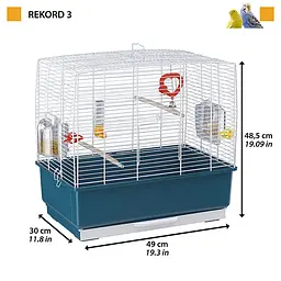 Клітка для канарок та маленьких птахів Ferplast Rekord 3 синя 49х30х48.5 см 52009801 - мініатюра 2