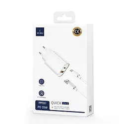 МЗП WIWU Wi-U002 PD QC charger set with EU plug Type C to Lightning White - мініатюра 2