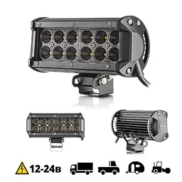 Фара LED Балка Лідер 165x75x55 mm / 36W / 3W x 12 / 10-30V / Далекий (D-36W Black) - мініатюра 2