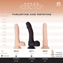 Фалоімітатор Addiction 8″ Rotating Thrusting Dong Vanilla з ротацією та пульсацією Naked - мініатюра 18