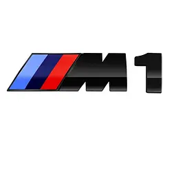 Емблема напис M1 для BMW чорна глянцева 73х27 мм (M) +10х27 мм (цифра) пластик (на скотчі)