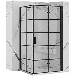 Душова кабіна Rea Molier 90x90 black REA-K8531 + REA-K8538, Чорний матовий, Універсальна, прозрачний, Чорний матовий