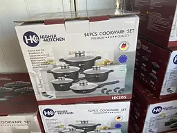 Набір каструль і сковорода Higher Kitchen антипригарне покриття червоний, чорний HK-305 - мініатюра 4