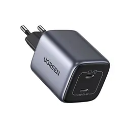 Мережевий зарядний пристрій UGREEN Nexode CD294 адаптер живлення 2 порти USB-C до 45 Вт сірий (90573)