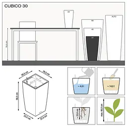 Вазон Lechuza Cubico Premium, 14 л, сіро-коричневий (18214) - мініатюра 4