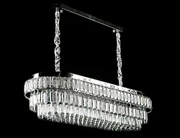 Овальна хромована кришталева світлодіодна люстра Splendid Ray L2211/1000*350/8+LED (CR), 100 см на 8 ламп - мініатюра 2