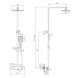 Душова система Volle De La Noche 10-40-9300-black, Чорний матовий - мініатюра 2