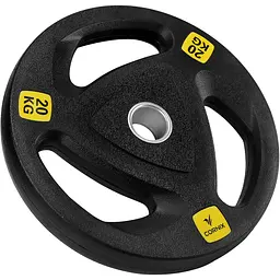 Диск олімпійський Cornix 1 x 20 кг 51 мм металевий, прогумований Black XR-0428