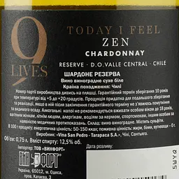 Вино Gato Negro Chardonnay Reserve 9 життів, біле, сухе, 13,2%, 0,75 л - мініатюра 3