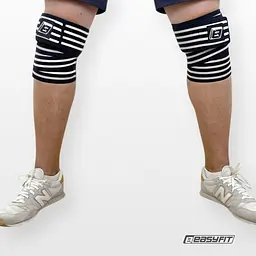 Бинт для присідань EasyFit фіксатор колінного суглоба (чорно-білий) - мініатюра 6