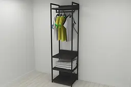 Шафа Гардероб Уні секція 3 серії Конект Ferrum-decor 220x60x50см Чорний метал ДСП Венге Магія 32 мм (FRD-104524)