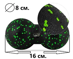 Масажний м'яч подвійний PowerPlay PP-4352 Epp foam peanut ball (d8*16 см) Чорно/Зелений (PP_4352_Green_8*16) - мініатюра 3