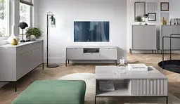 Комод високий Perfect Home Нова / Nova 2-дверний з чорними ніжками K104 Сірий (PFH-091234) - мініатюра 6