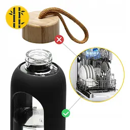 Пляшка для води спортивна 4FIZJO 750 мл скляна Black (P-5905973404174) - мініатюра 8