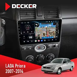 Штатна магнітола Lada Priora Black 2007-2014 Decker D9-011 4x64, DSP, 4G, 360 Decker (НФ-00009160)