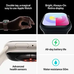 Смарт-годинник Apple Watch Series 9 GPS 45 mm Midnight Aluminium Case with Midnight Sport Band - M/L Model A2980 (Grade C) Seller Refurbished - мініатюра 10