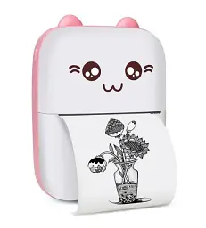 Принтер дитячий акумуляторний A-plus Mini printer Cat Ears 8499 Bluetooth Рожевий