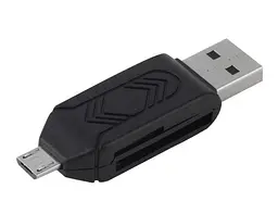 Кардрідер STLab OTG зовнішній Micro USB підтрим. microSD, microSDHC, SD, SDHC, SDXC пластик чорний