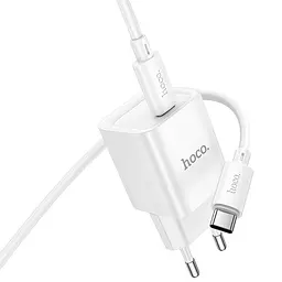 МЗП Hoco C146A Charm PD20W (1USB-C) + кабель Type-C to Type-C White - мініатюра 5