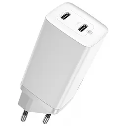 Мережевий зарядний пристрій Baseus GaN Lite 2Type-C 65W CCGAN2L-E02 White - мініатюра 2