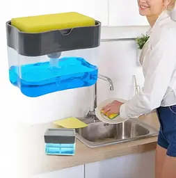 Кухонний диспенсер - органайзер для губки Soap Pump Caddy з дозатором миючого засобу, 380 мл - мініатюра 2