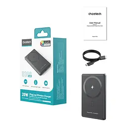 Повербанк 5000mAh Choetech B738 Black QC3.0 PD3.0 бездротова магнітна зарядка (43-00161) - мініатюра 5
