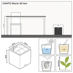 Вазон Lechuza Canto Stone Low, 12 л, графітово-чорний (13702) - мініатюра 4