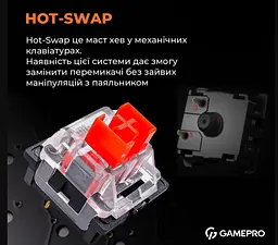 Механічна ігрова клавіатура GamePro MK-160 Red Switch Hot-Swap RGB Black-White - мініатюра 6