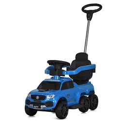 Каталка-толокар 2 в 1 з батьківською ручкою BT MP3 USB музика світло шкіра синій (M 5900EL-4)
