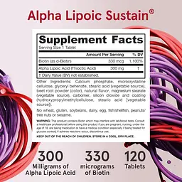 Альфа-Ліпоєва кислота Jarrow Formulas Alpha Lipoic Sustain з біотином 300 мг 60 таблеток - мініатюра 7