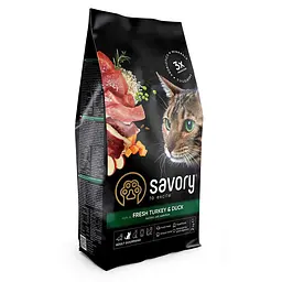 Сухий корм Savory Adult Cat Gourmand Fresh Turkey & Duck 2 кг для дорослих примхливих кішок (індичка та качка)