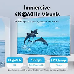 Кабель HDMI M - M, 1.5 м, V2.0, 4K 60Гц PVC Vention - мініатюра 4