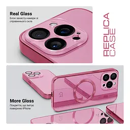 Чехол-накладка для Apple iPhone 14 Pro Max, Replica MagSafe, розовый, противоударный защитный чехол с магнитным кольцом MagSafe, защита всего корпуса, TPU+PC, зеркальный, выступающий бортик вокруг экрана, ArmorStandart (ARM76212) - мініатюра 3