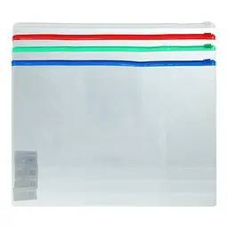 Папка-конверт на молнии zip-lock, А4, BM.3946-99 BUROMAX глянцевый прозрачный пластик, цветная (4823078953377) МІКС
