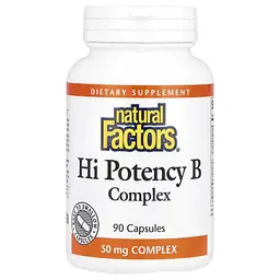 Комплекс витаминов группы В Hi Potency B Complex 90 Capsules Natural Factors vit0005638