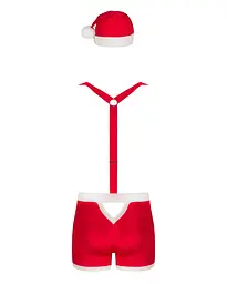 Чоловічий еротичний костюм Санта-Клауса Obsessive Mr Claus 2XL/3XL, боксери на підтяжках, шапочка з - мініатюра 6