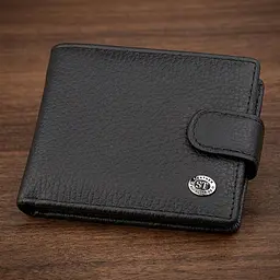 Чоловічий гаманець ST Leather 18316 (ST114) чорний шкіряний - мініатюра 1