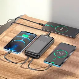 Зовнішній акумулятор із 2 кабелями Borofone BJ22A fully compatible with cable 20000mAh чорний - мініатюра 6