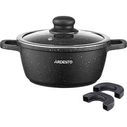 Каструля Ardesto Gemini Anzio зі скляною кришкою чорна 1.8 л (AR2418GE) - мініатюра 3