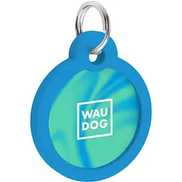 Адресник для собак і котів Waudog Smart ID з QR паспортом Градієнт блакитний 30 мм - мініатюра 3